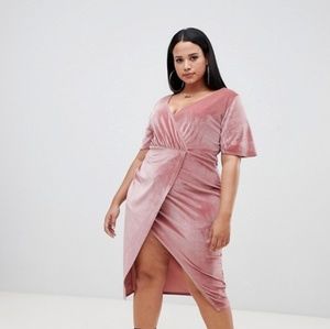 ASOS Missguided Plus velvet wrap midi dress 16